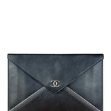 Chanel Black Leather Paris-Rome Coco Envelope Clutch 2017