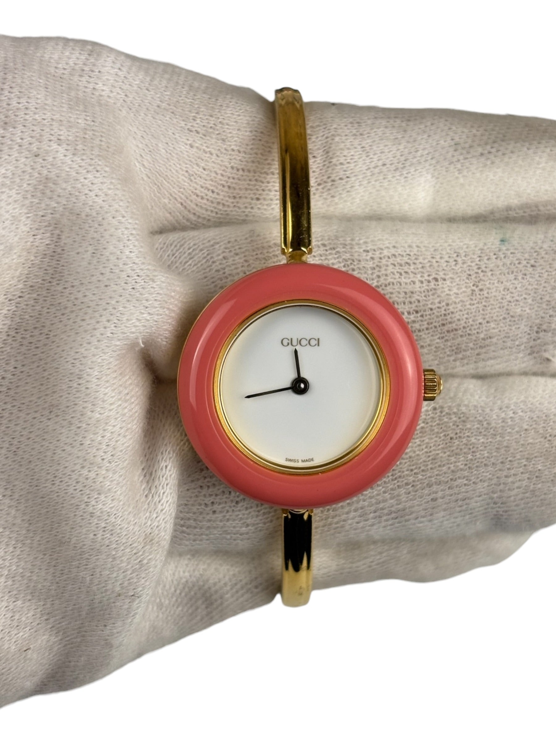 Gucci Vintage Gold-Toned Bangle Interchangeable Bezel Rings Watch