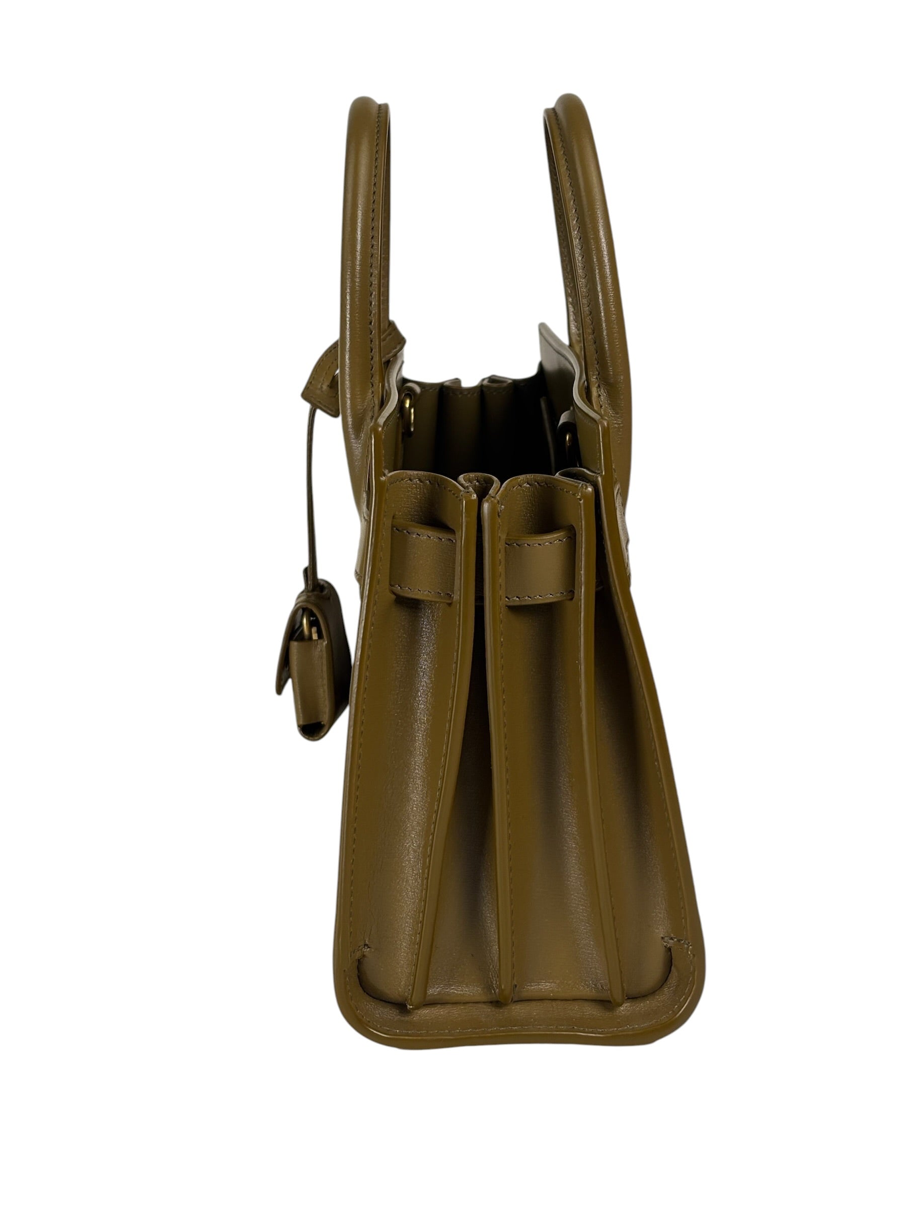 YSL Green Ink Leather King Palm Nano Two-Way Tote
