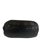 Bottega Veneta Black Leather Intrecciato Trim Belt Bag