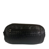 Bottega Veneta Black Leather Intrecciato Trim Belt Bag