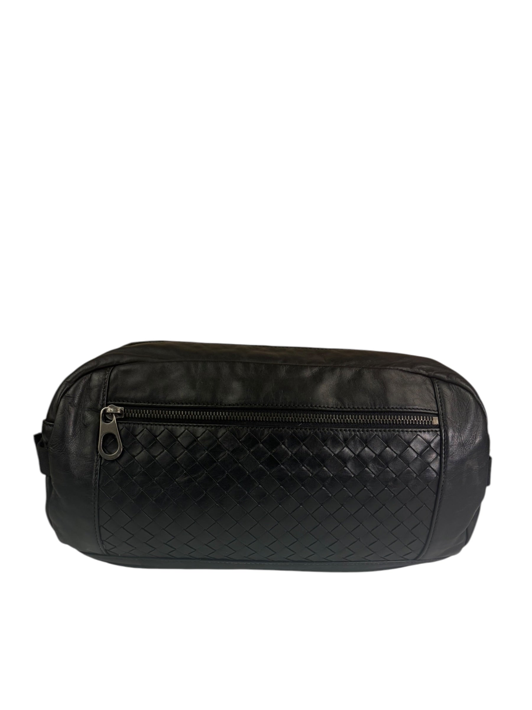 Bottega Veneta Black Leather Intrecciato Trim Belt Bag