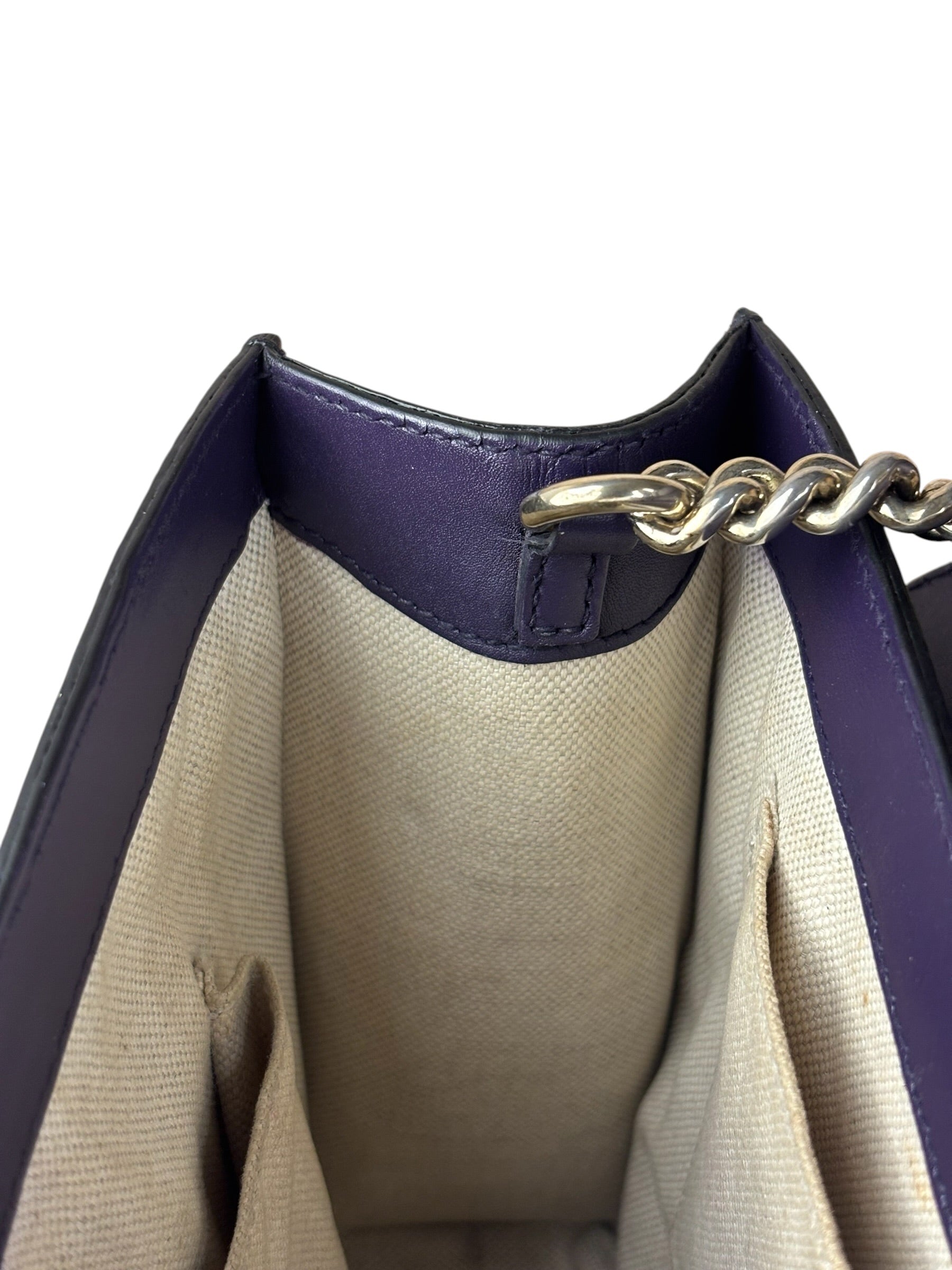 Gucci GG Purple Patent Flap Emily Chain Shoulder Bag