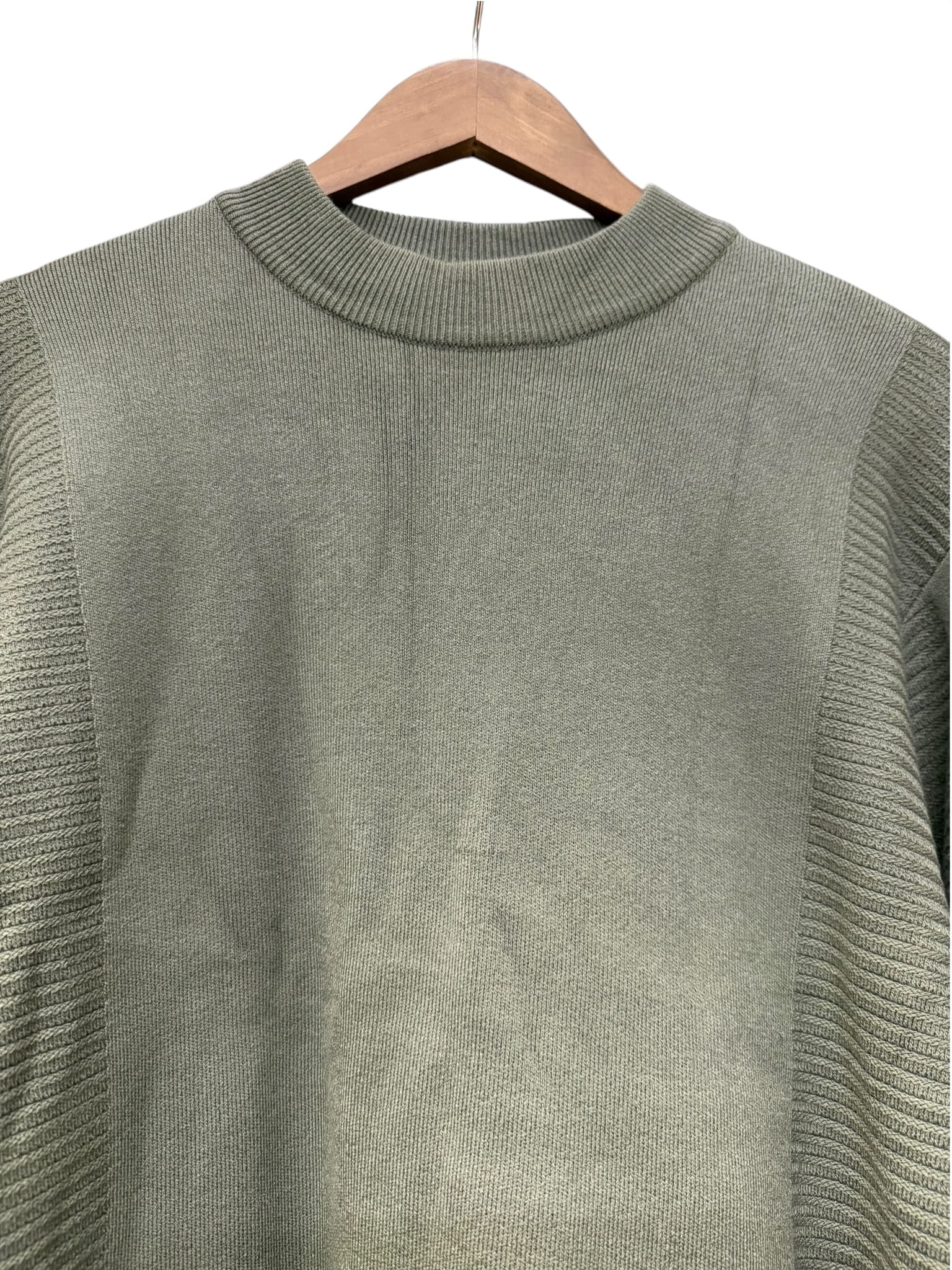 Issey Miyake Pleats Please Green Ribbed Knit Sweater