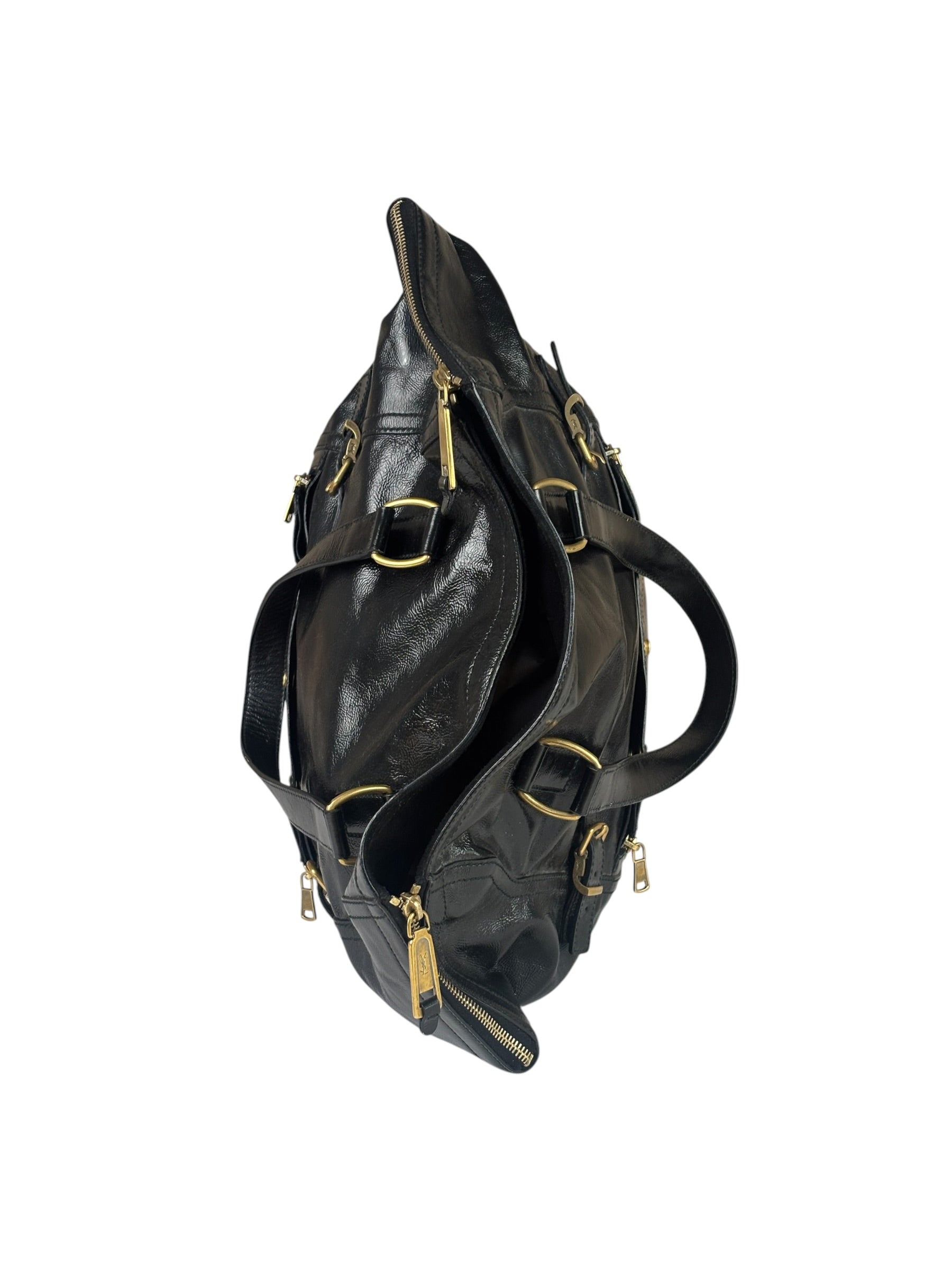 Yves Saint Laurent Black Patent Leather Downtown Tote