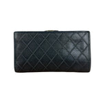 Chanel Vintage Dark Brown Leather Quilted CC Long Wallet