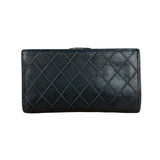 Chanel Vintage Dark Brown Leather Quilted CC Long Wallet