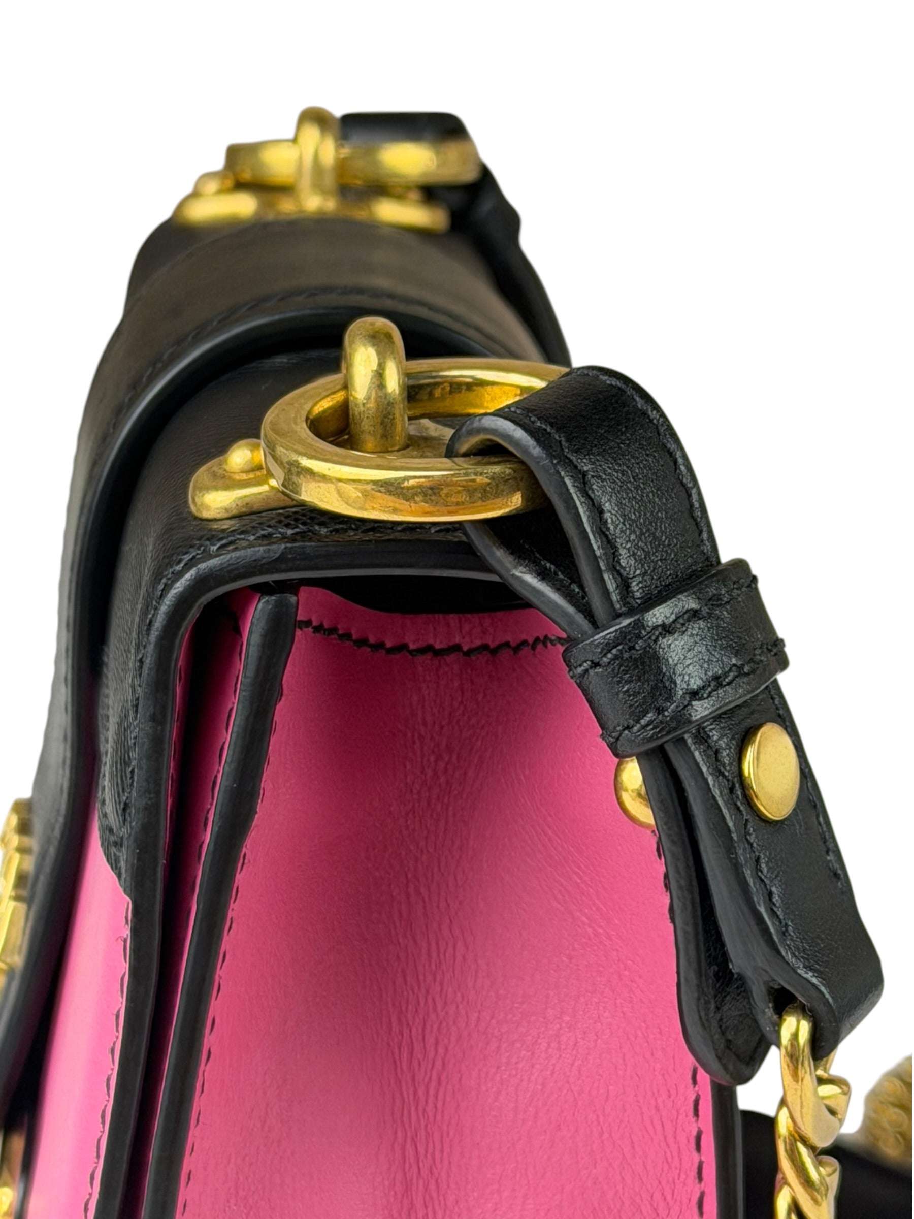 Prada Pink/Black Saffiano Leather Trim Small Cahier Crossbody Bag