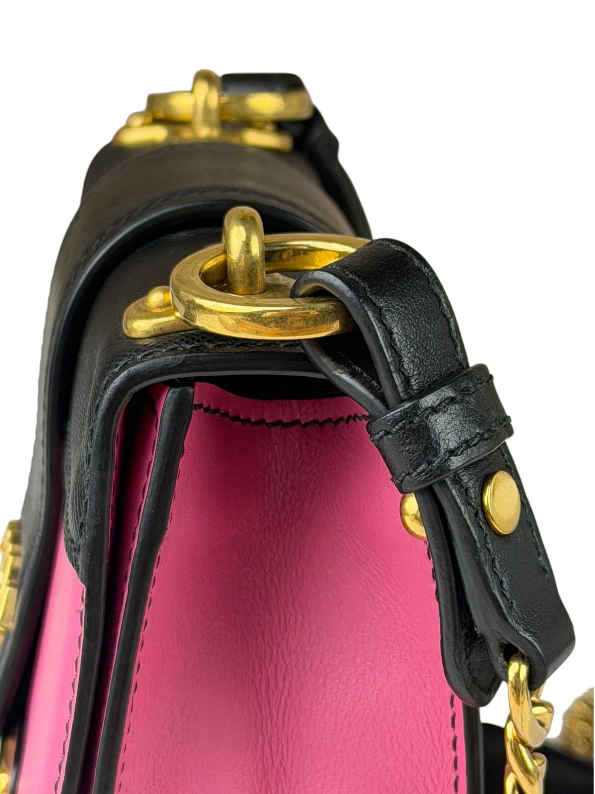 Prada Pink/Black Saffiano Leather Trim Small Cahier Crossbody Bag