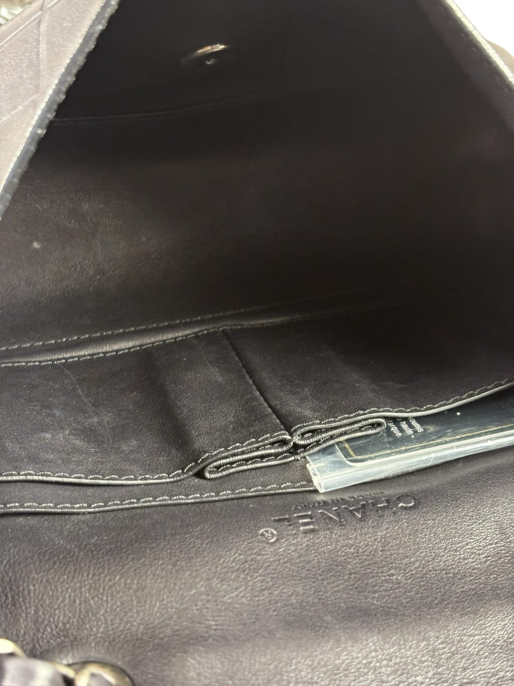 Chanel Black Embossed Leather CC Clasp Flap Bag 2015