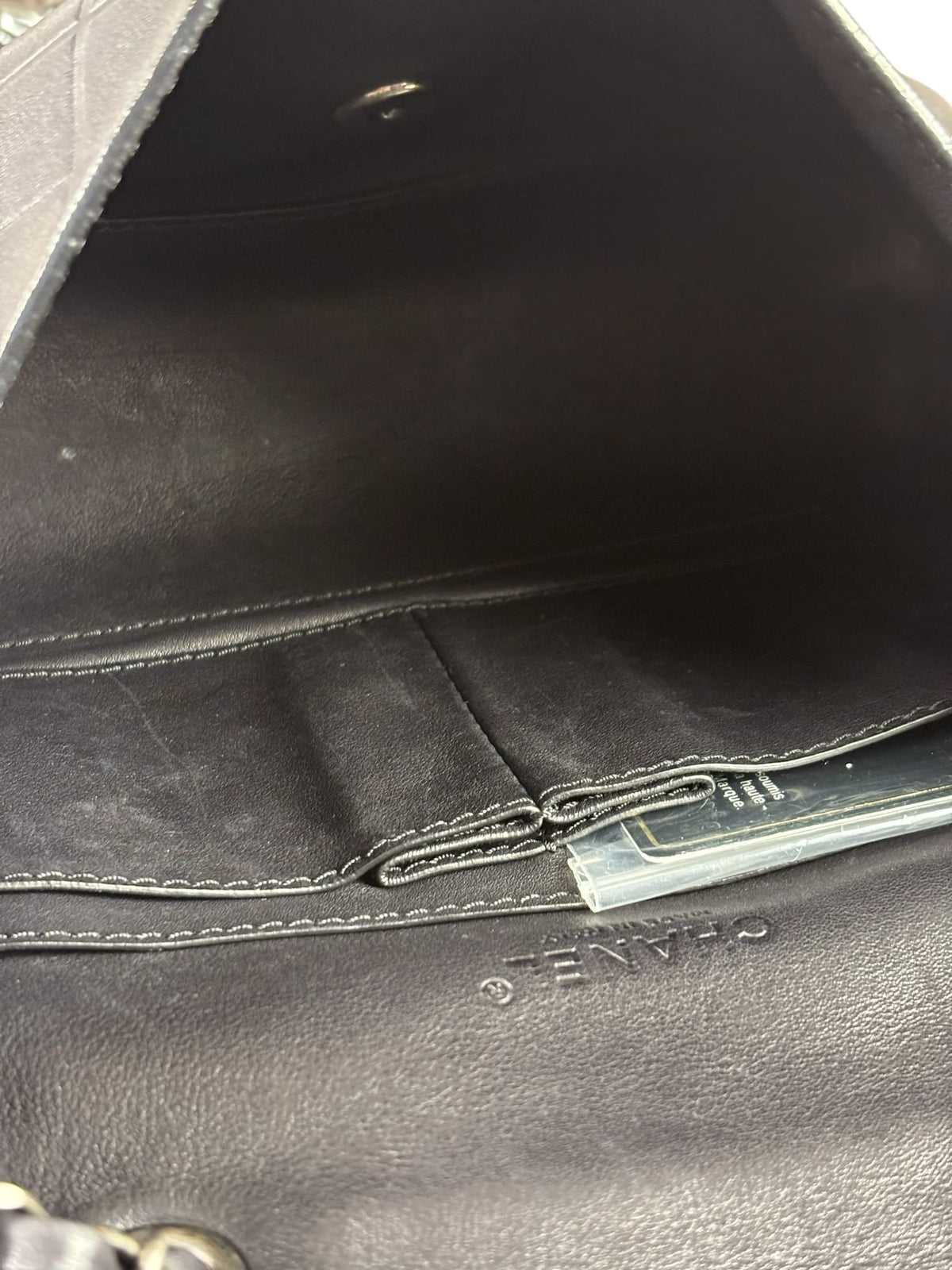 Chanel Black Embossed Leather CC Clasp Flap Bag 2015