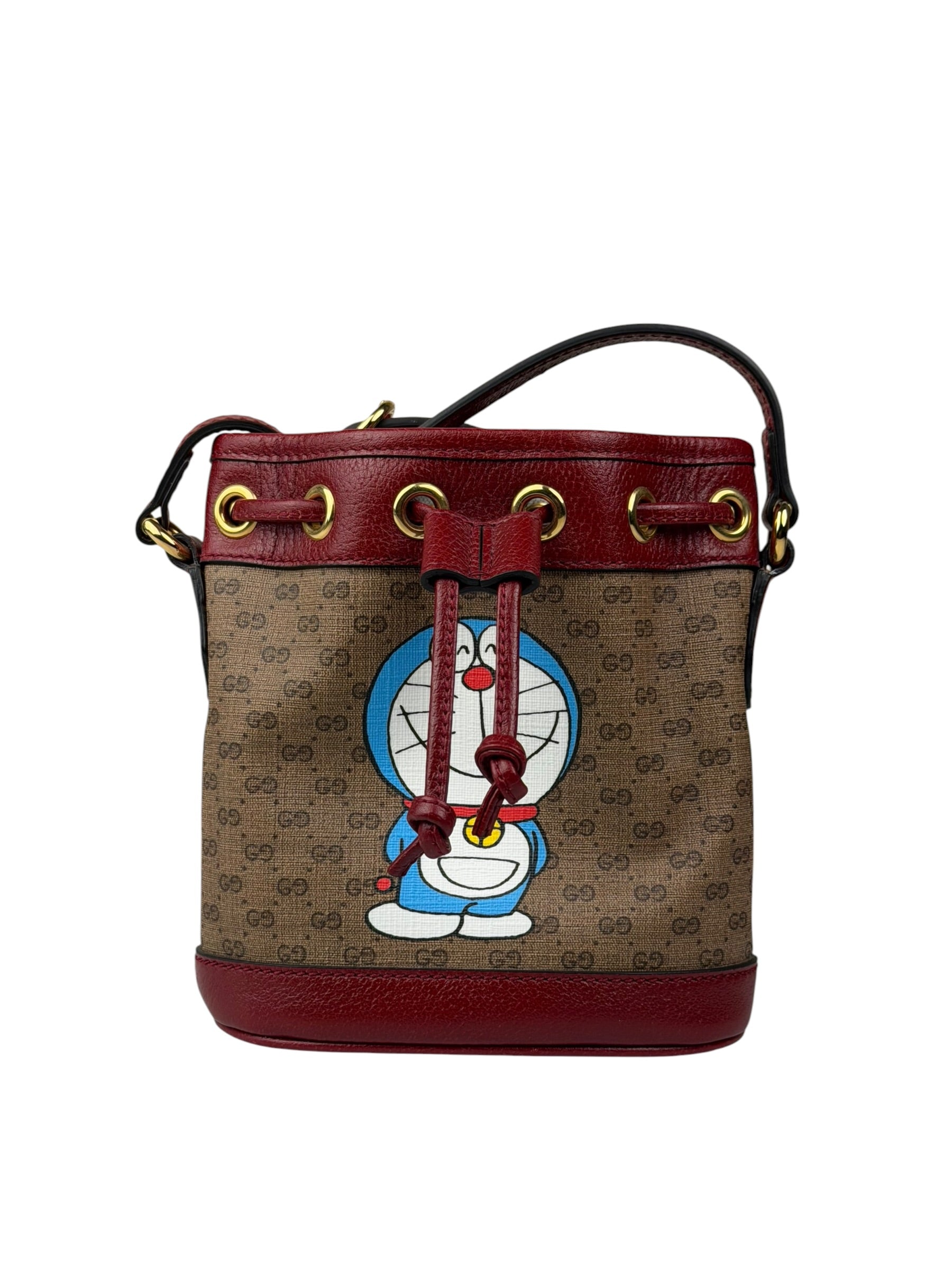 Gucci x Doraemon Bicolor Mini GG Supreme Bucket Bag