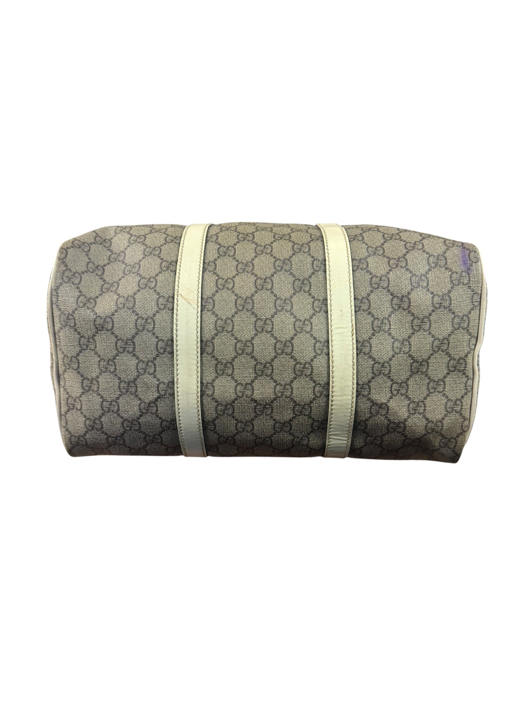 Gucci Bicolor Leather Trim GG Supreme Joy Boston Handbag