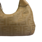Fendi Beige Leather Trim Woven Hobo Bag