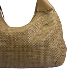 Fendi Beige Leather Trim Woven Hobo Bag