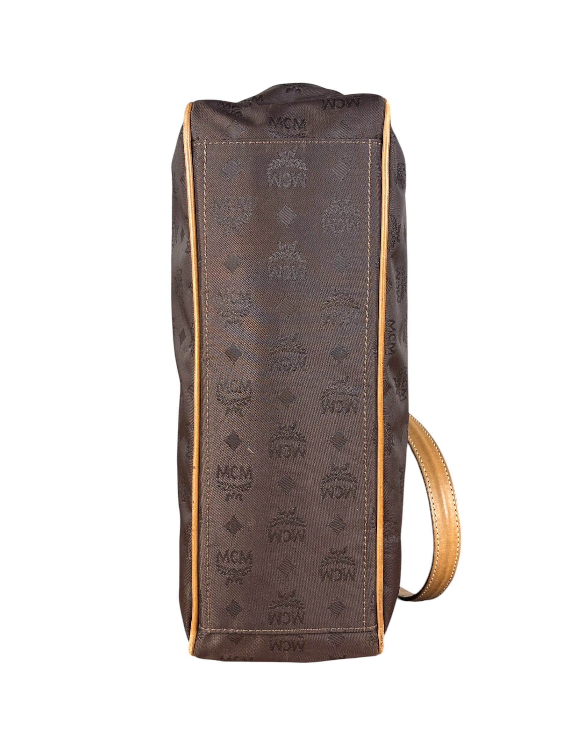 MCM Brown Nylon/Leather Visetos Monogram Shoulder/Tote Bag