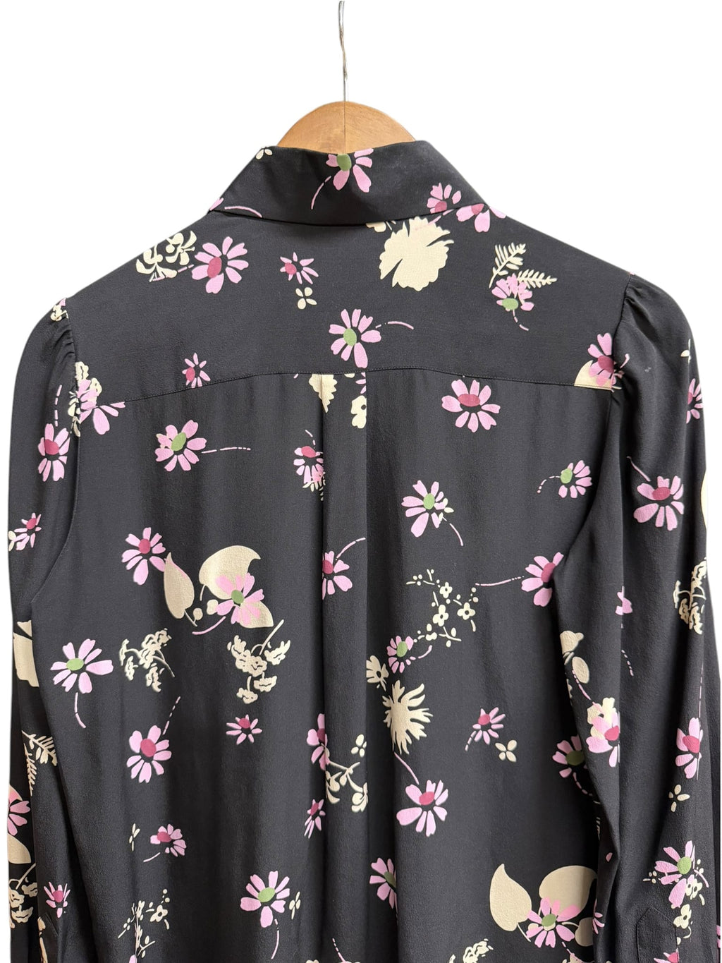 Valentino Black Floral Silk Button Up (Size 4)