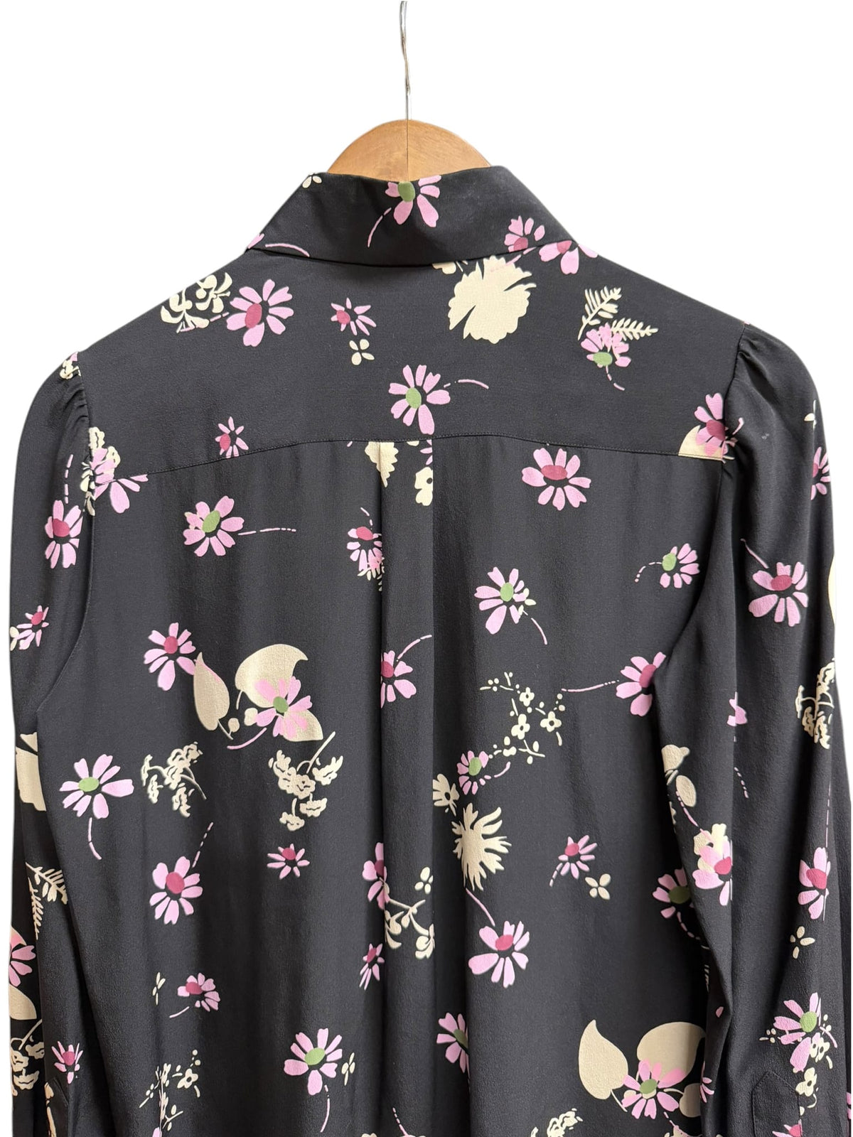 Valentino Black Floral Silk Button Up (Size 4)