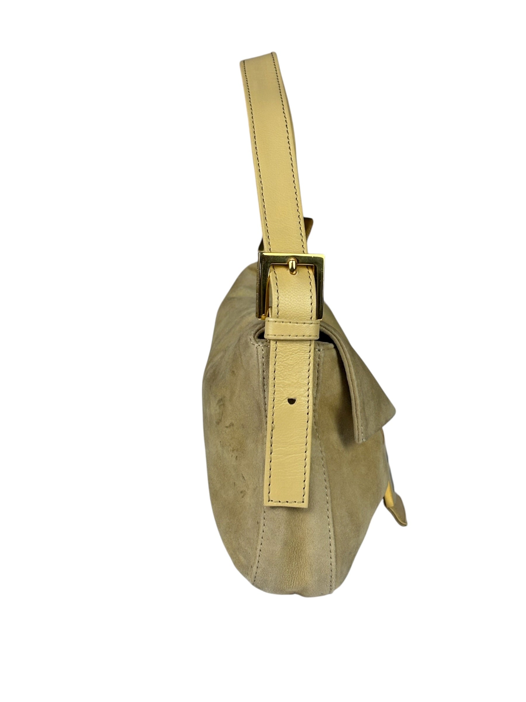 Fendi Beige Suede/Leather Trim Baguette