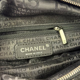 Chanel Black CC Jacquard Chain Silver Metallic Bowler Handbag 2005