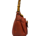 Gucci Orange Pebbled Leather Bamboo Top Handle Hobo Bag