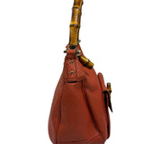 Gucci Orange Pebbled Leather Bamboo Top Handle Hobo Bag