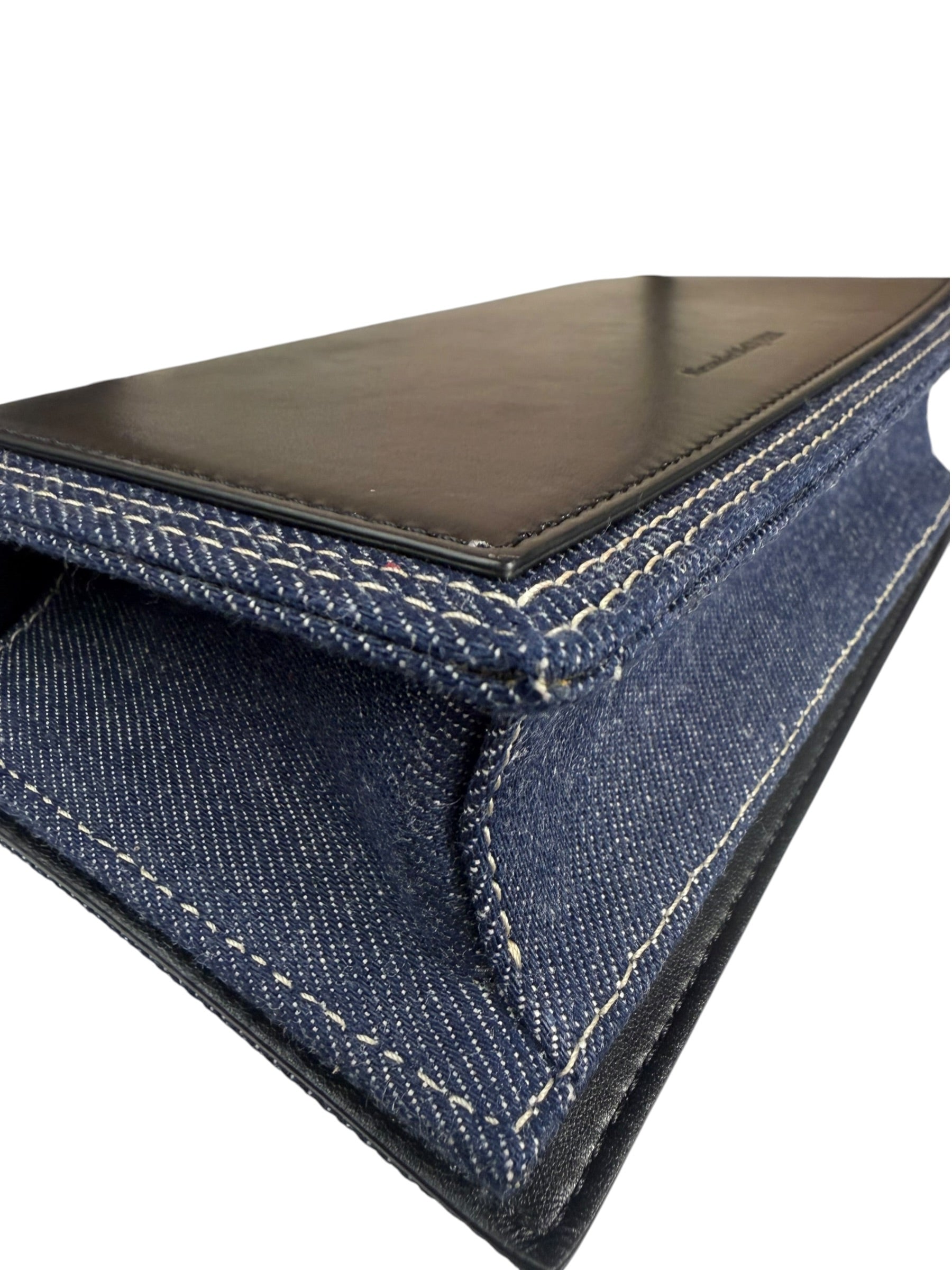 Alexander McQueen Denim Jeweled Knuckle Shoulder Bag