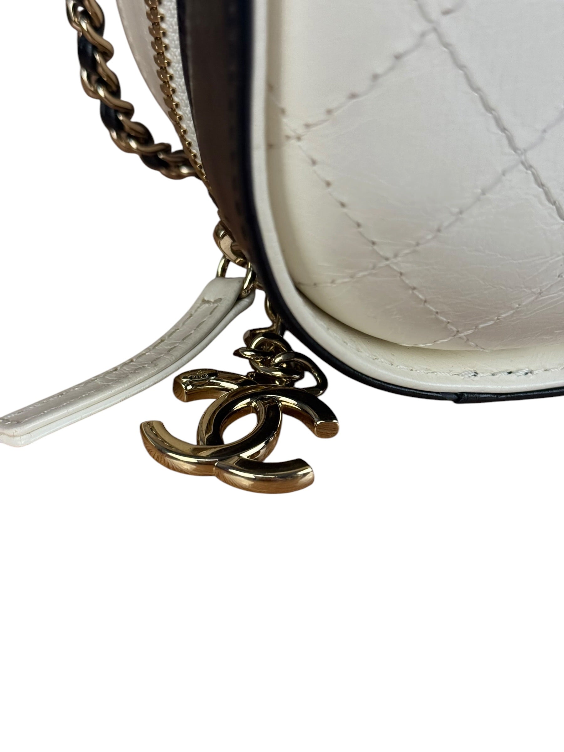 Chanel White/Black Quilted Leather 2Way Vanity Bag 2019