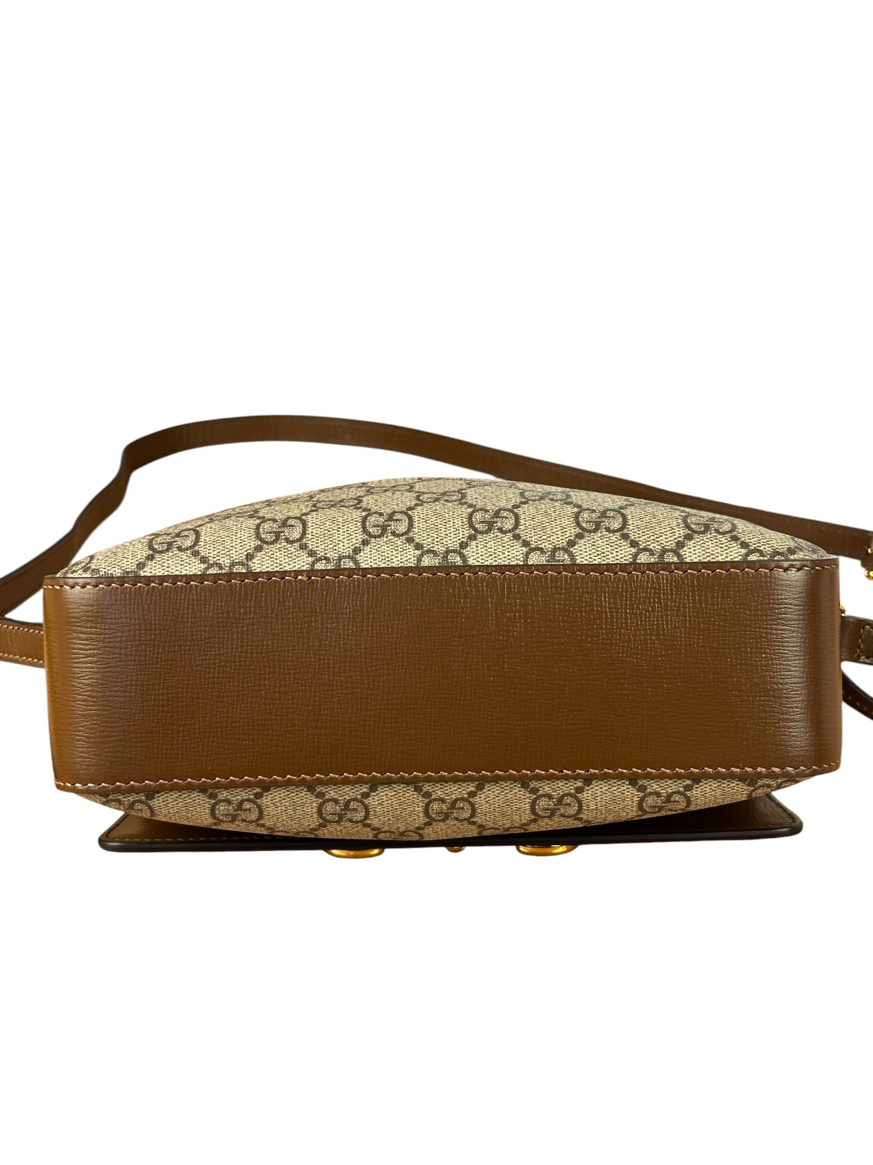 Gucci Brown Leather GG Horsebit Camera Bag 1955