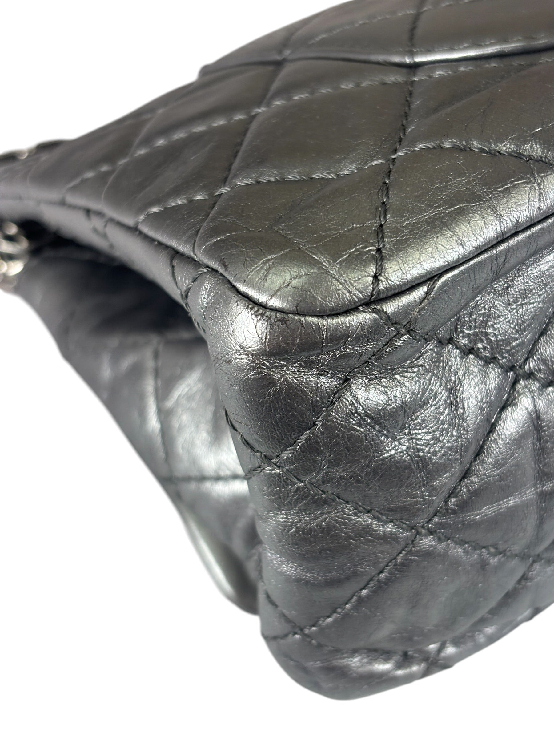 Chanel Metallic Silver Quilted Leather 2.55 Reissue Double Flap Bag 2008