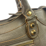 Balenciaga Gris Taupe Leather Mini Metallic Edge City Two-Way Bag