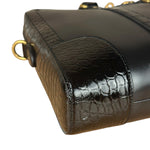 Gucci Croc-Trim Leather Briefcase