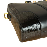 Gucci Croc-Trim Leather Briefcase