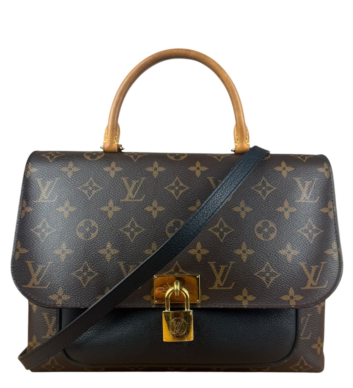 Louis Vuitton Black Leather/ Monogram Marignan 2Way Bag