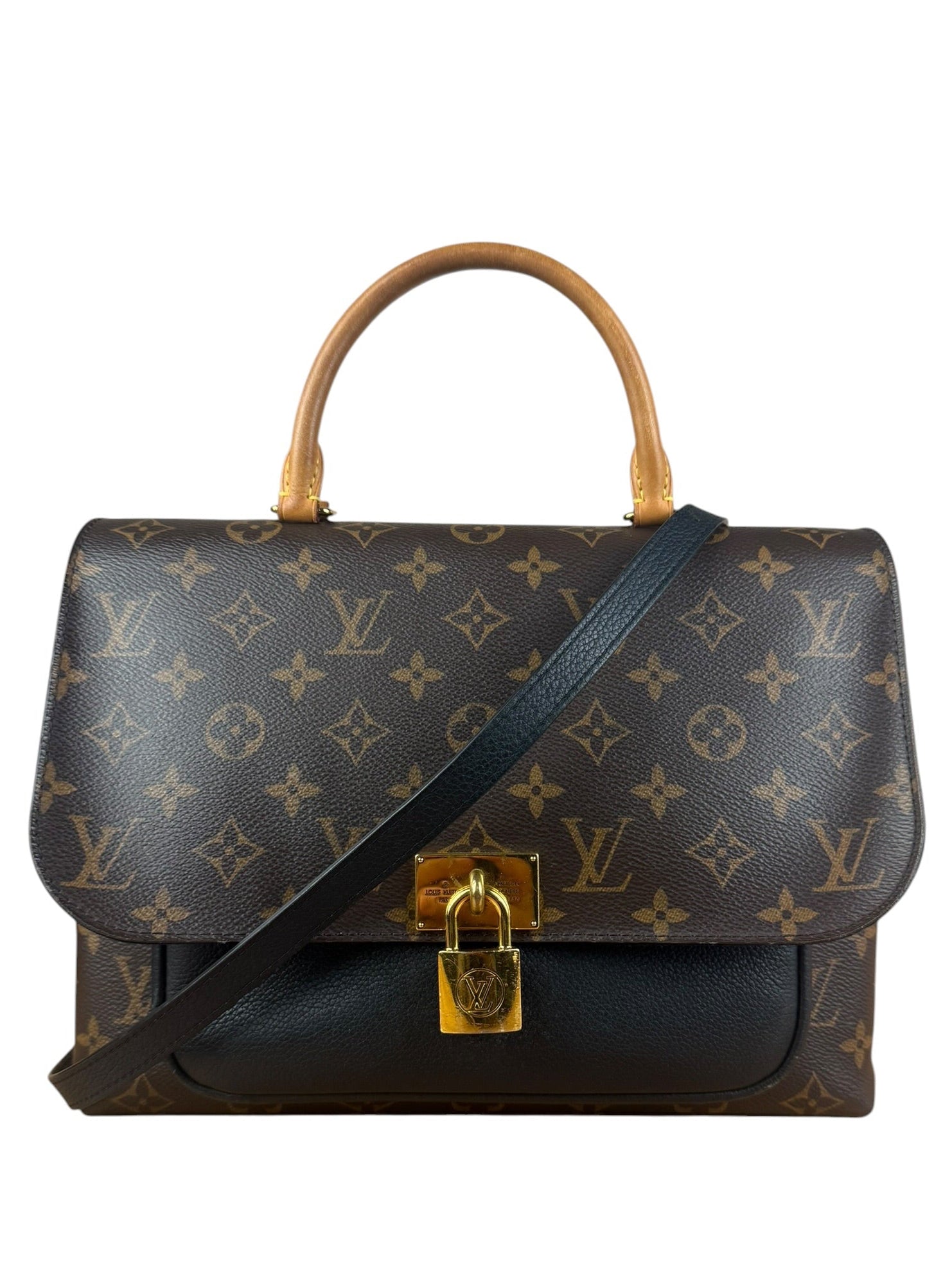 Louis Vuitton Black Leather/ Monogram Marignan 2Way Bag