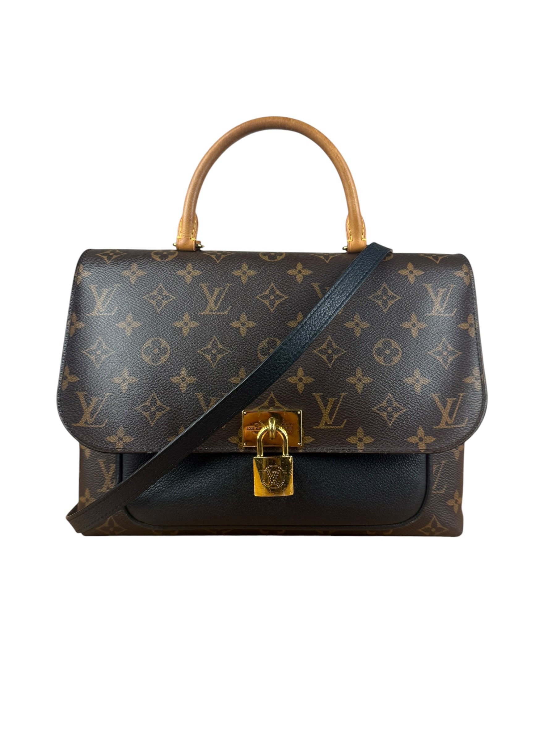 Louis Vuitton Black Leather/ Monogram Marignan 2Way Bag