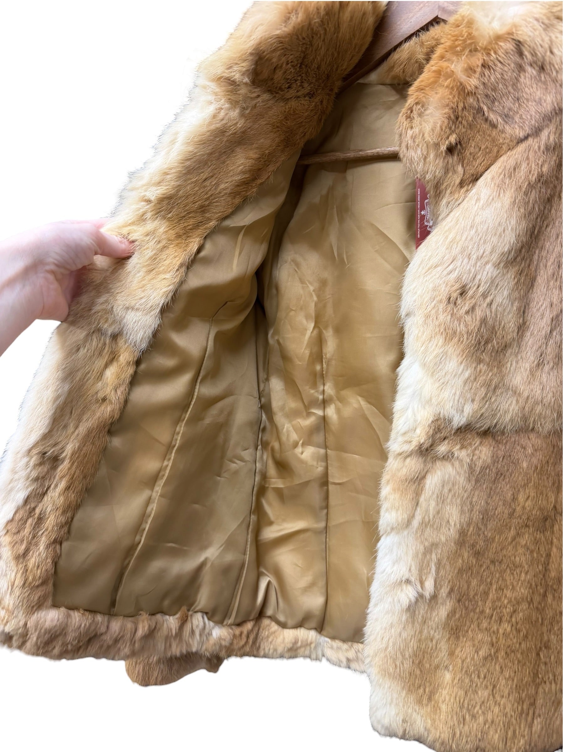 Vintage Light Brown Nice Claup Co.Ltd Rabbit Fur Coat