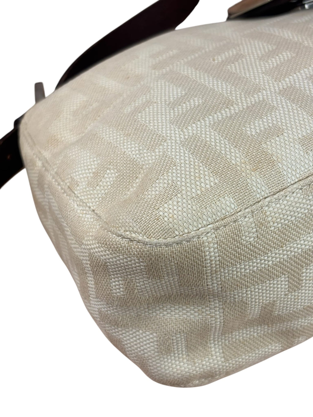 Fendi Cream Zucca Canvas Baguette Shoulder Bag