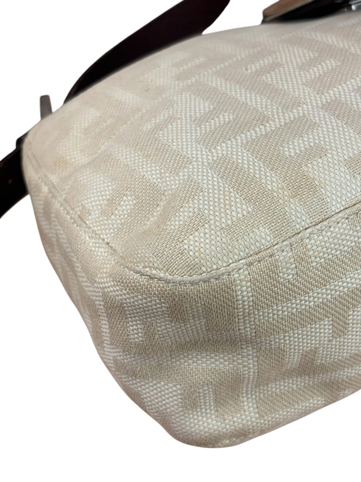 Fendi Cream Zucca Canvas Baguette Shoulder Bag