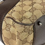 Gucci Brown Leather Trim GG Supreme Shoulder Bag