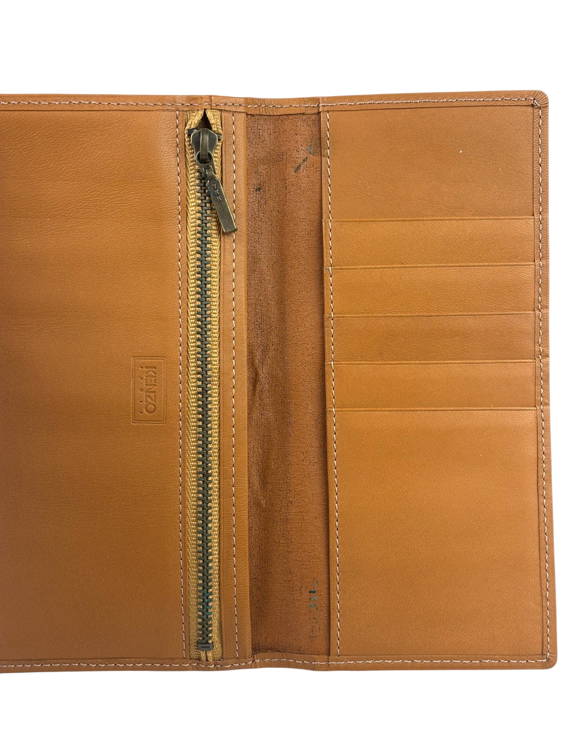 Kenzo Brown Leather Bi-Fold Long Wallet