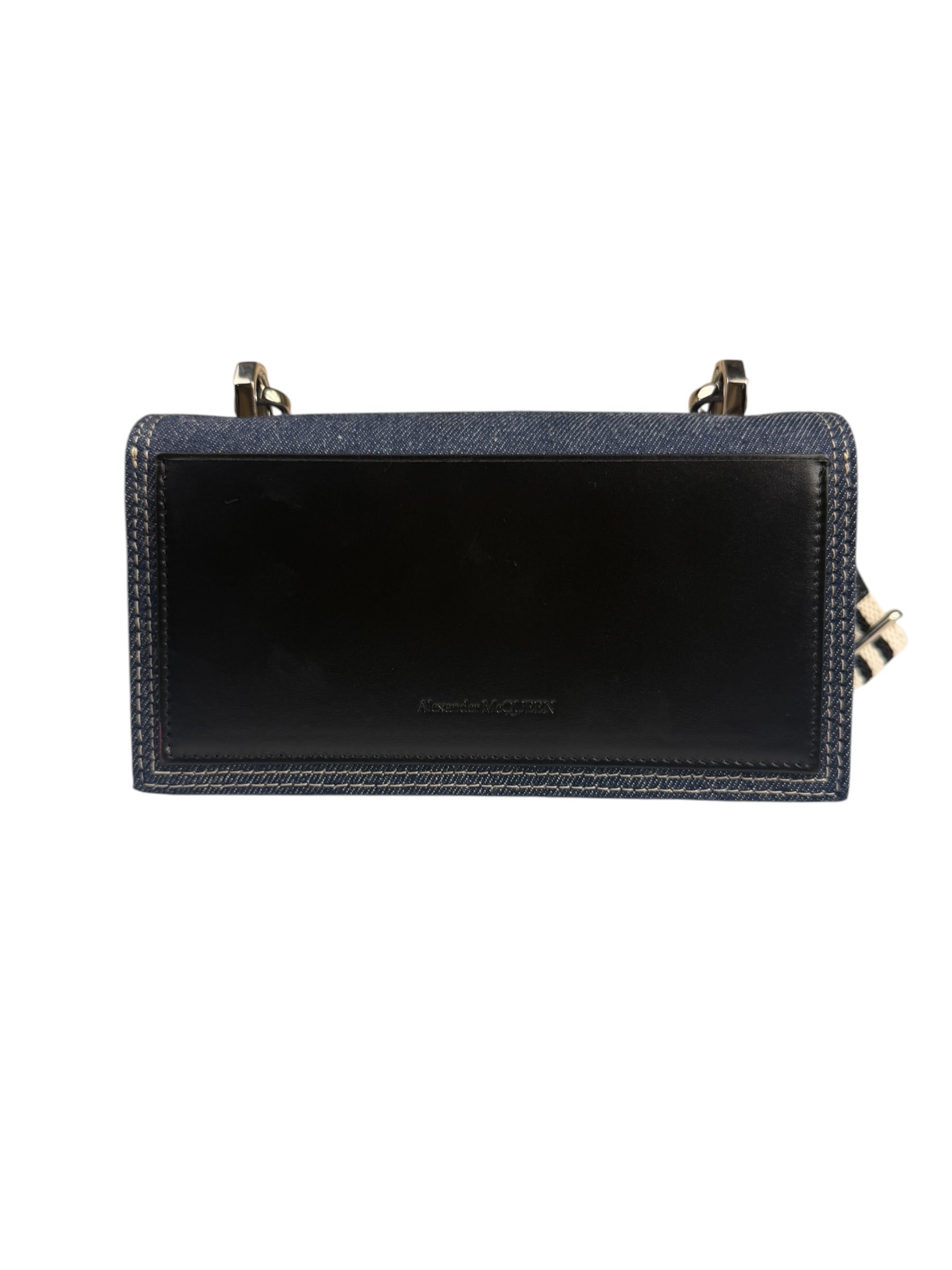 Alexander McQueen Denim Jeweled Knuckle Shoulder Bag