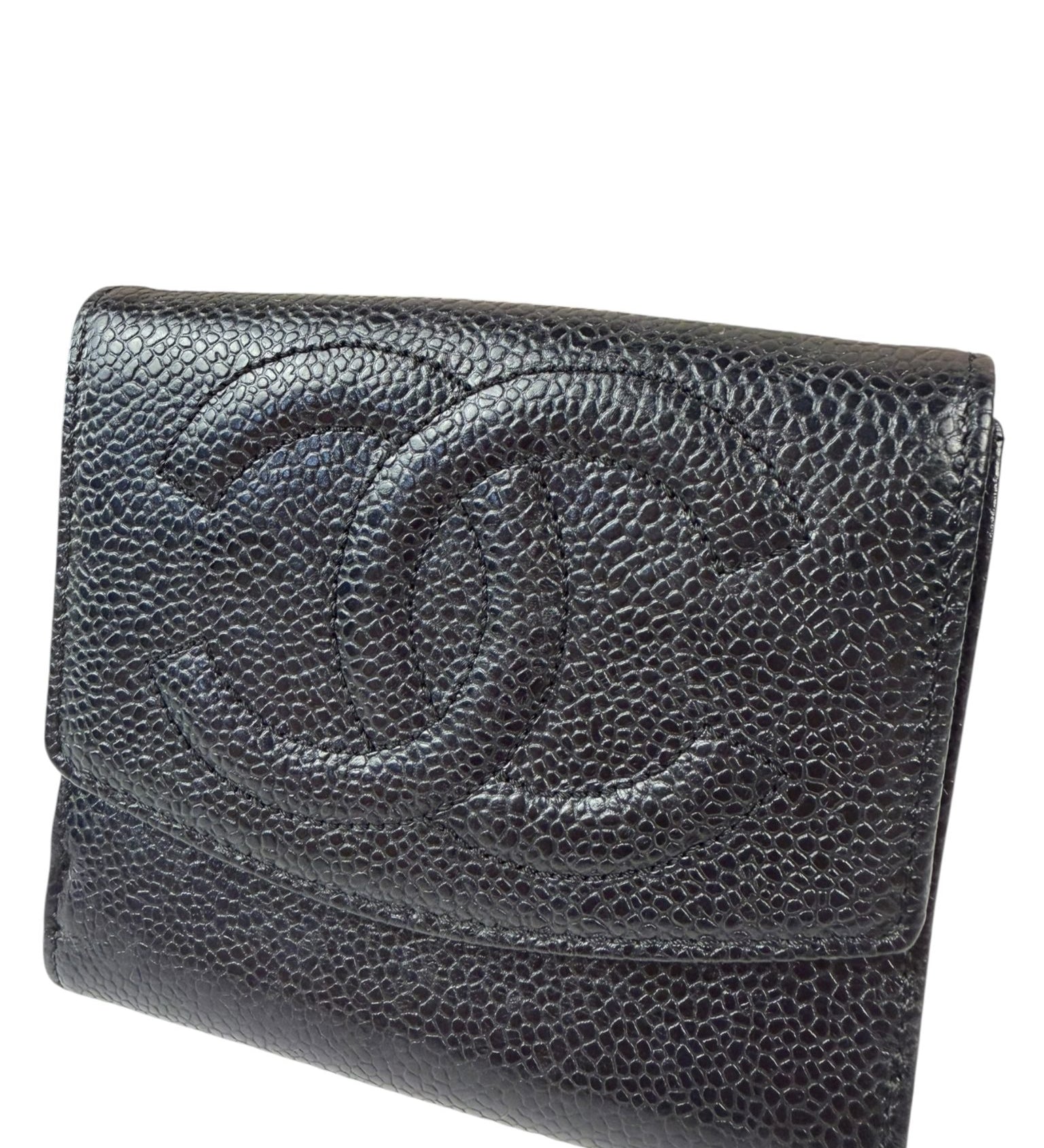 Chanel Vintage Black Caviar Compact Wallet