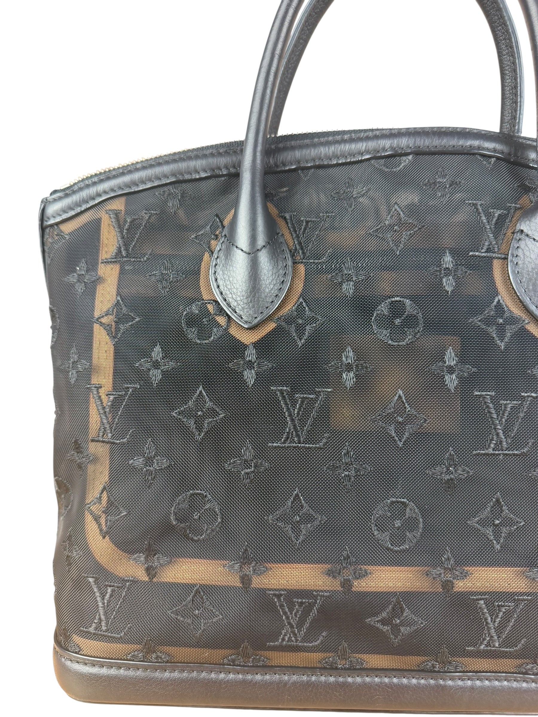 Louis Vuitton Limited Edition Black Monogram Transparence Lockit Hand Bag