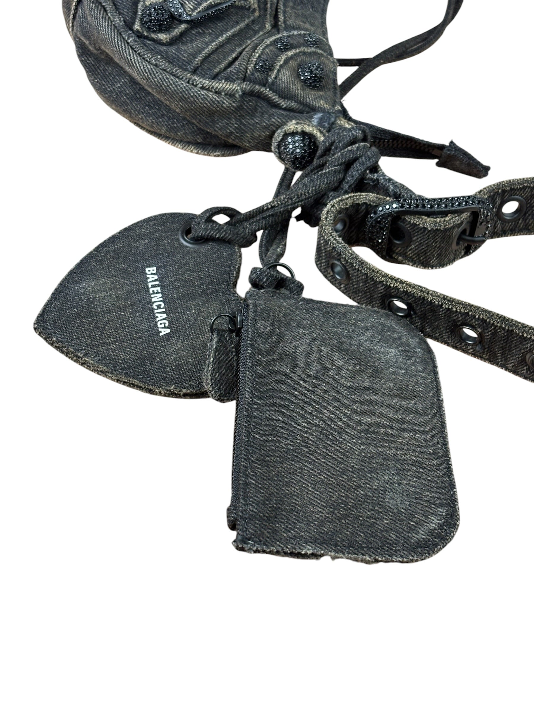 Balenciaga Black Denim Le Cagole XS Shoulder Bag