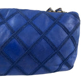 Chanel Blue Leather Diamond Stitch Iridescent Chain Flap Bag 2012