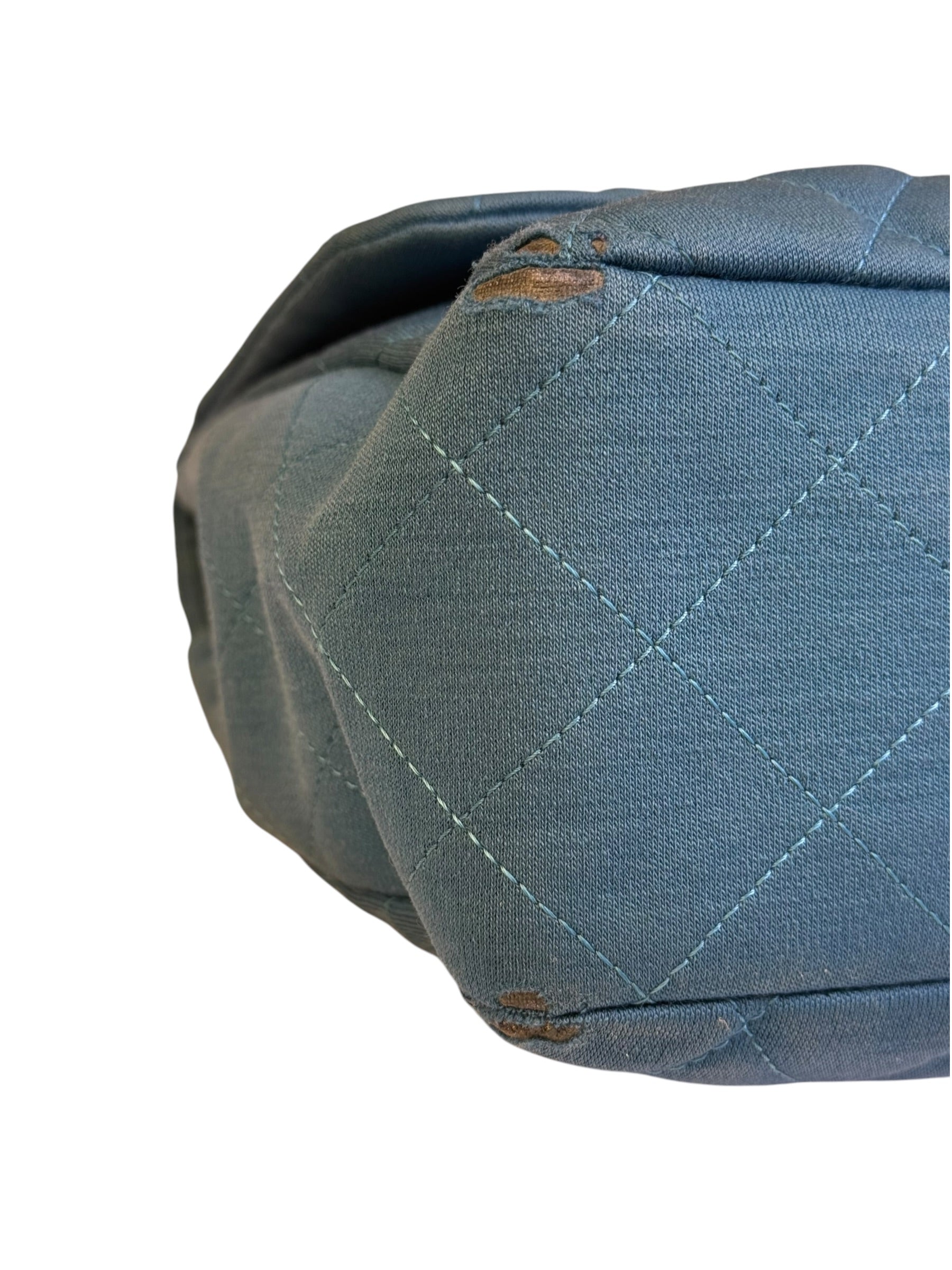 Chanel Teal Blue Jersey Large Flap Bag 2009