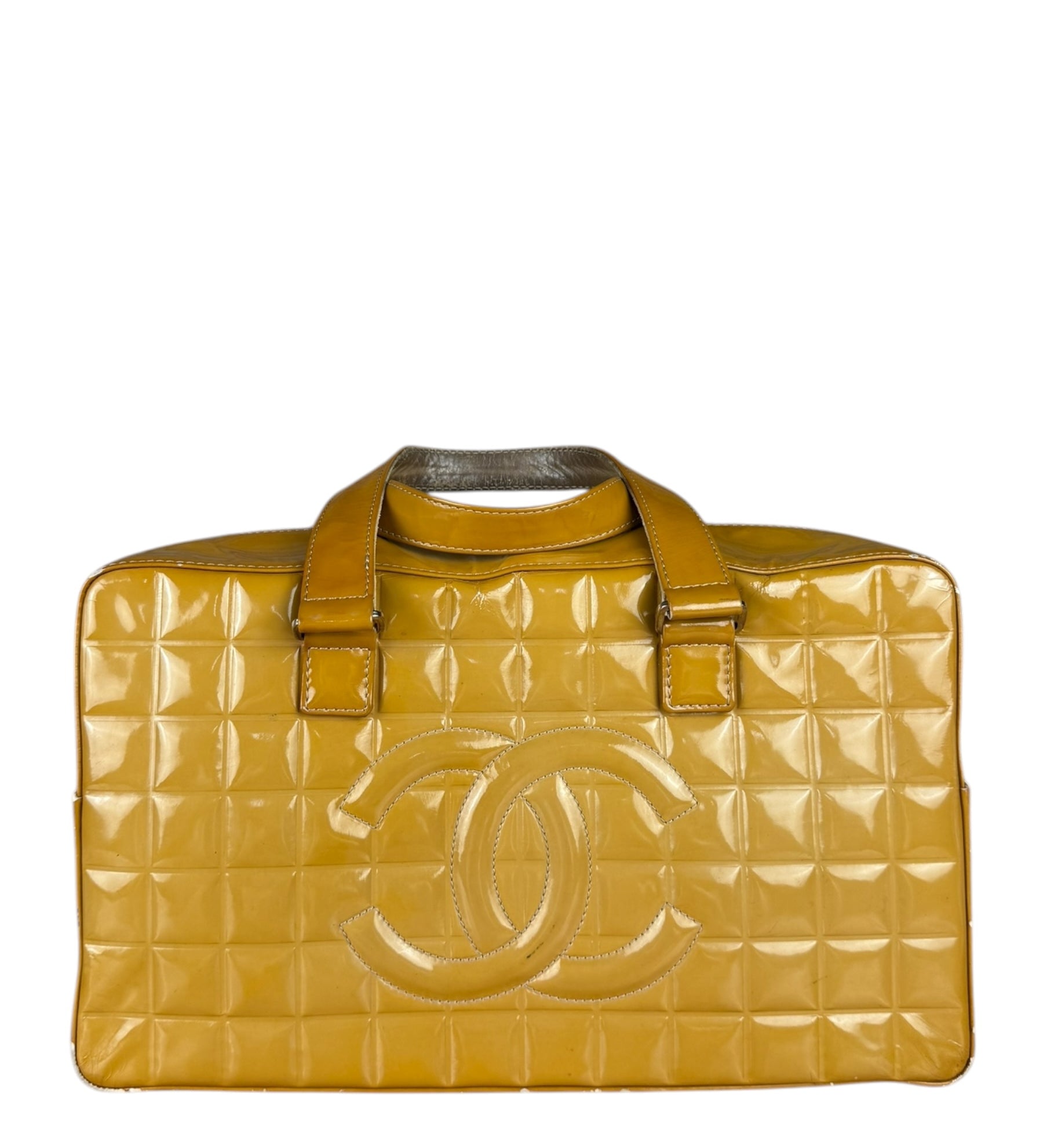 Chanel Vintage Patent Chocolate Bar Bowler Bag