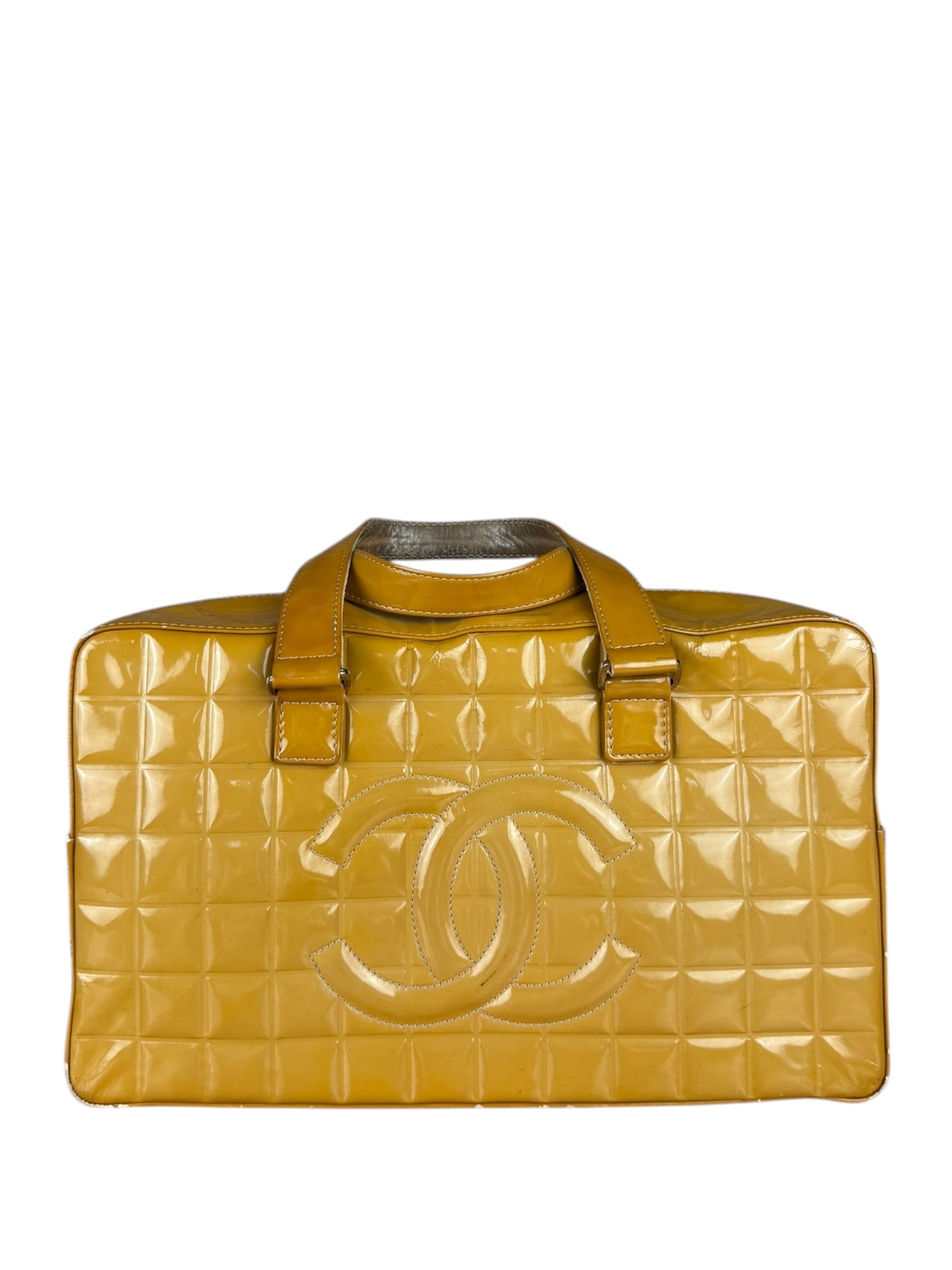 Chanel Vintage Patent Chocolate Bar Bowler Bag
