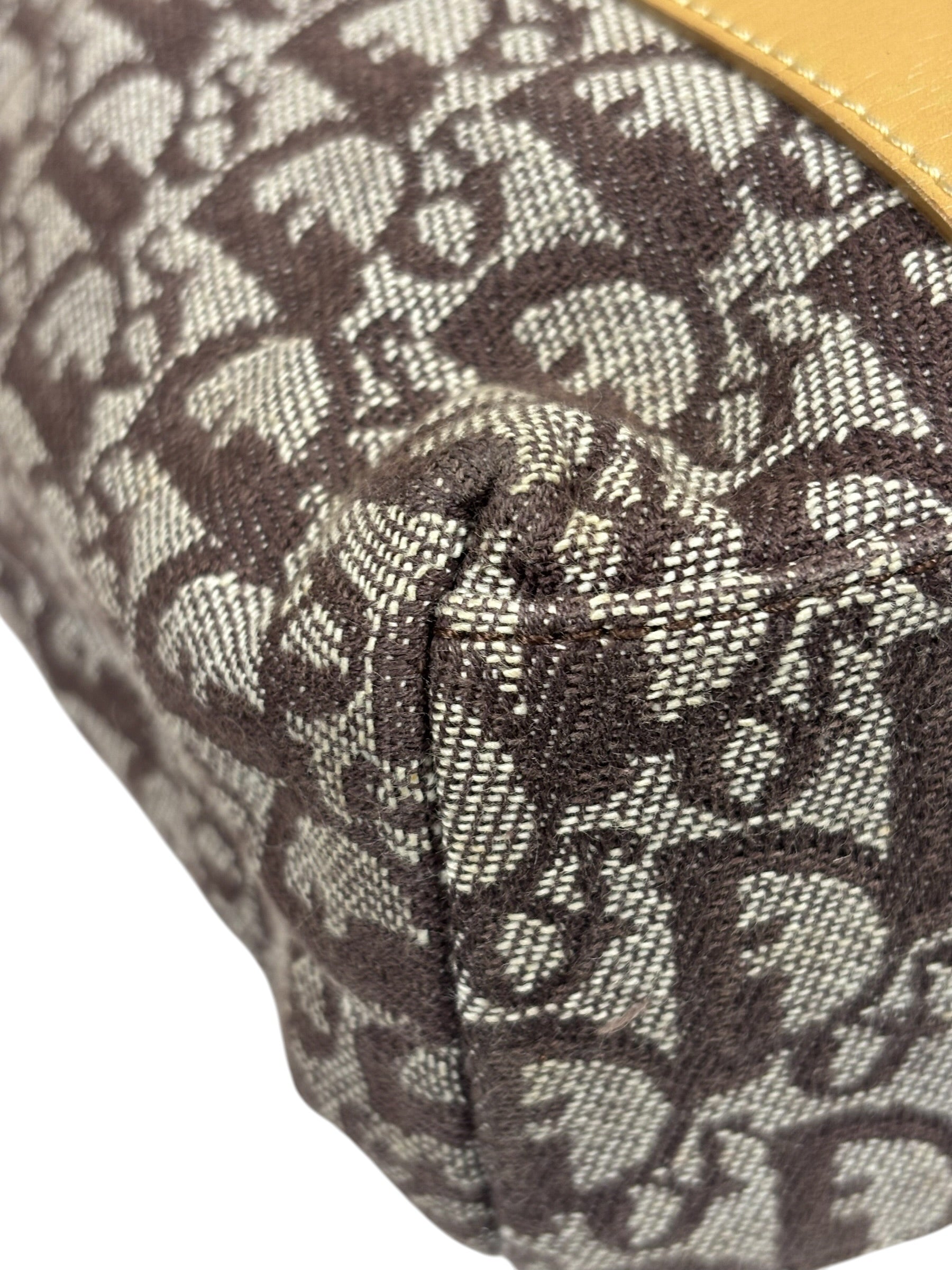 Christian Dior Brown Leather Trim Canvas Trotter Tote
